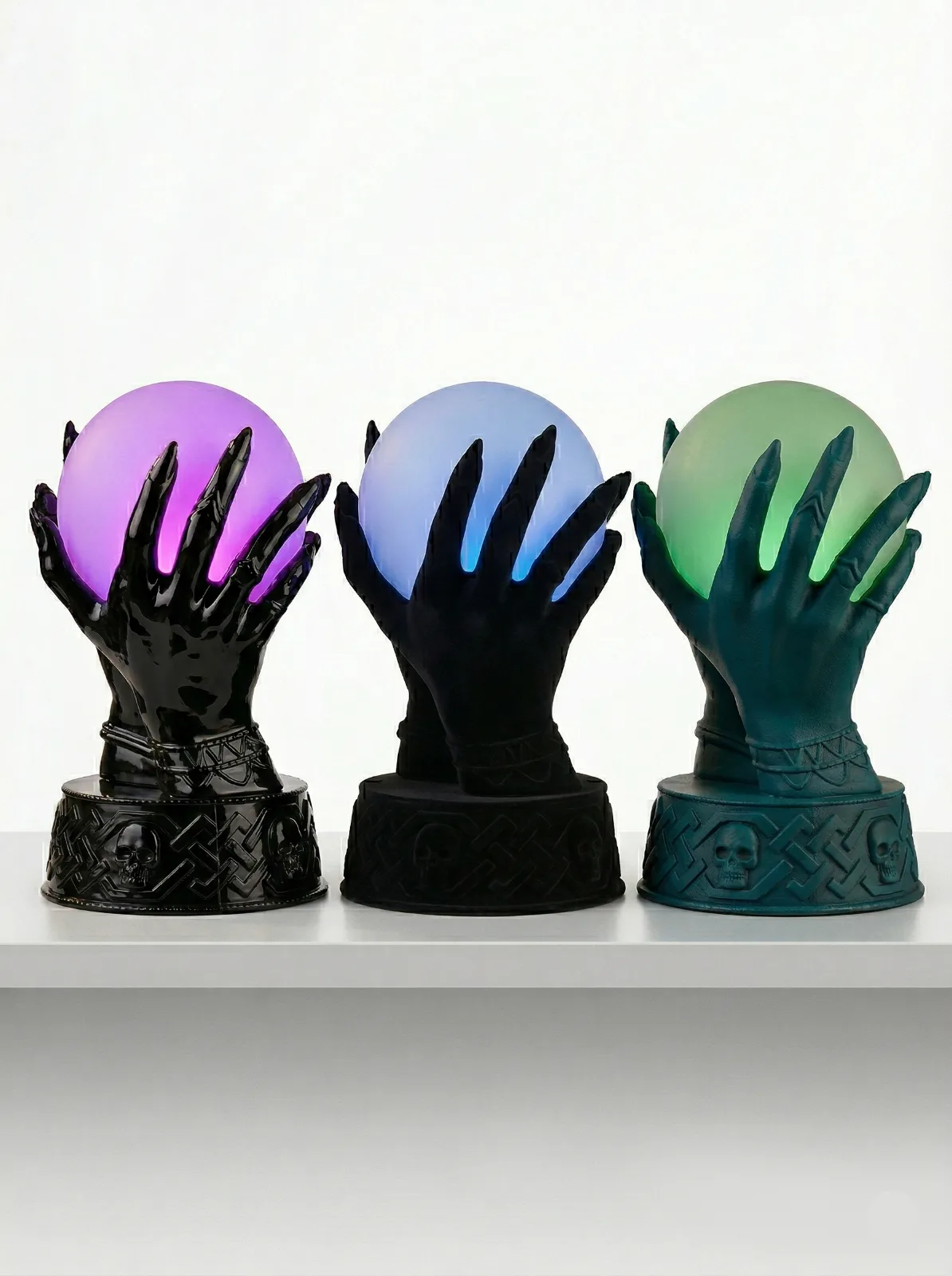 LED Halloween Witch Hand Crystal Ball - Color Changing Atmosphere Lamp for Party Decor