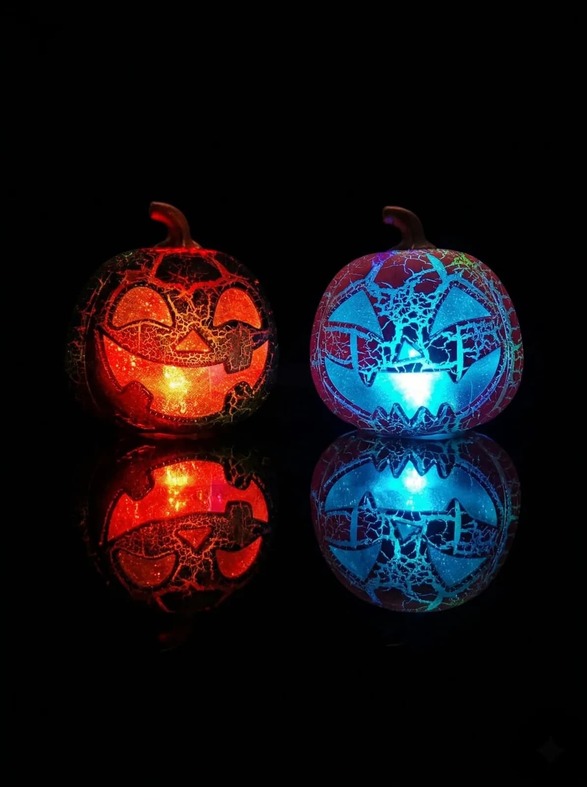 Crackle Glass Effect Halloween Pumpkin LED Lights 1