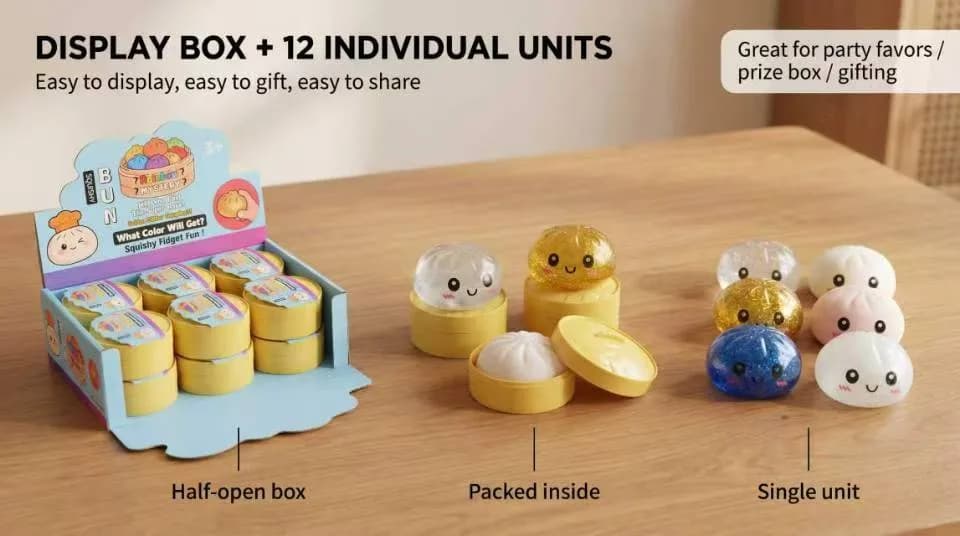 Cute Rainbow Glitter Bun-Shaped Slow-Rising Blind Box Toy 2