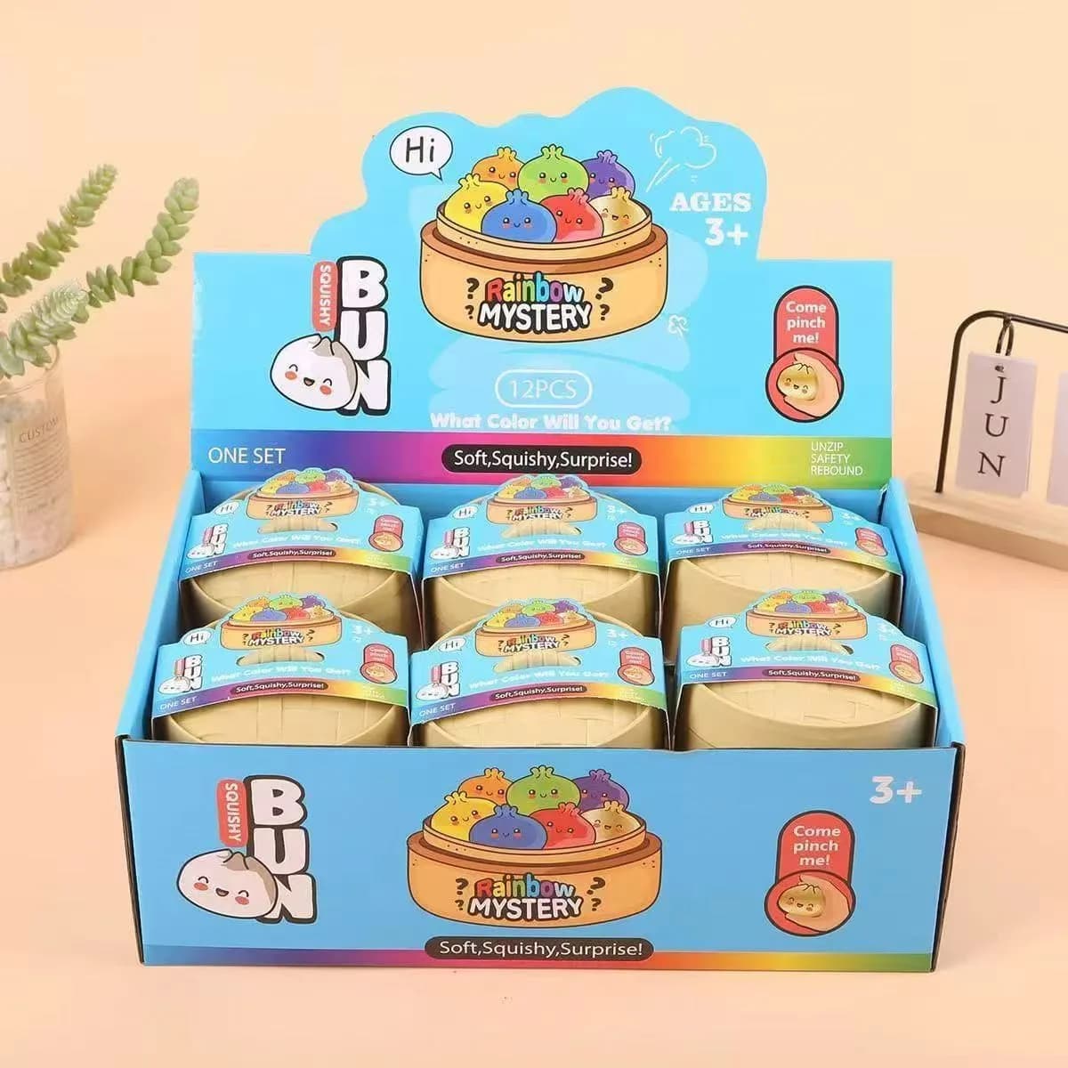 Cute Rainbow Glitter Bun-Shaped Slow-Rising Blind Box Toy